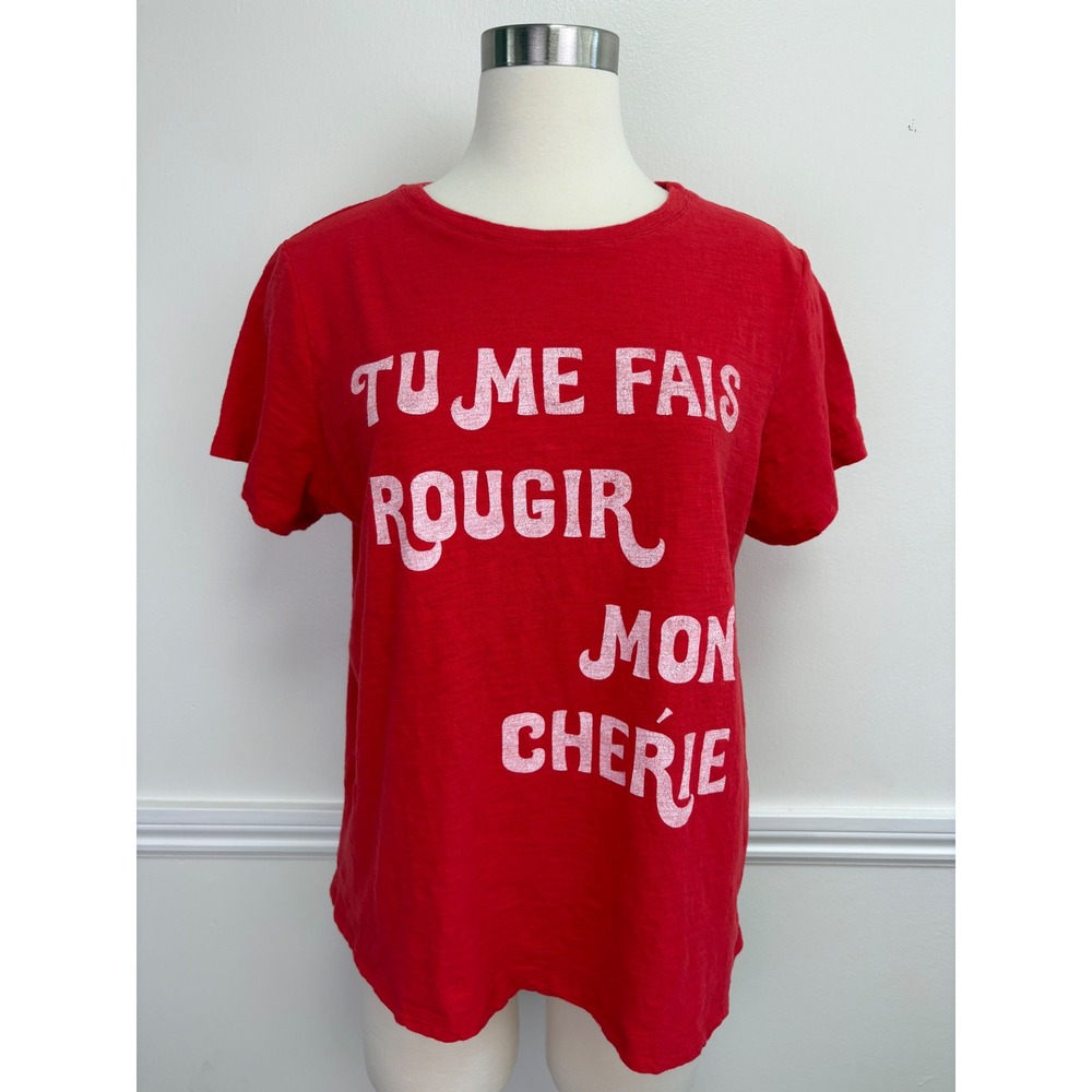 Cinq a Sept Red Tee You're Making Me Blush Size L Cotton Short Sleeve Cheeky Fun